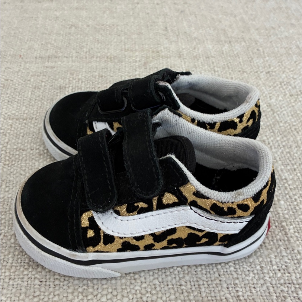 Vans Black and White Shoes with Animal Print